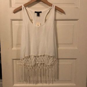 White Fringe Tank
